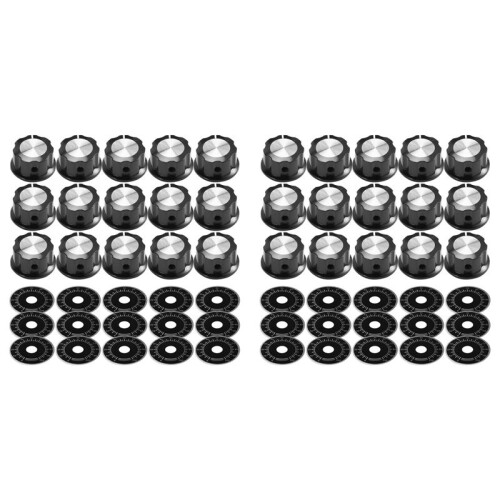 30 Sets of A03 Potentiometer Control Knobs and 0-100 Scale Plates Bakelite Knob Scale Plates Digital Potentiometer Set