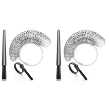 2X Ringgrößen-Messwerkzeug-Set, Kunststoff-Ringdorn, Wiederverwendbares Fingergrößenband für US-Ringgrößen 1-17, mit Halber Größe