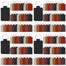 120 Pcs Leather Key Fob Kit,Rectangular PU Leather Keychain Blanks with Keychain Rings,Engraving Keychain,DIY Crafts