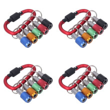 4 Set 1/4 Bit Holder, Oxidation Resistant Good Compatibility Magnetic Socket Holder Metal Carabiner Portable Plating Red