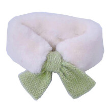 (Mint) Winter Children Scarf Baby Cute Faux Fur Collar Plush Warmth Girl Kids Knitted Neck Scarves Cross