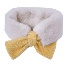 (Yellow) Winter Children Scarf Baby Cute Faux Fur Collar Plush Warmth Girl Kids Knitted Neck Scarves Cross