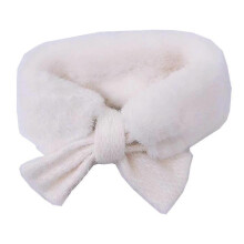 (White) Winter Children Scarf Baby Cute Faux Fur Collar Plush Warmth Girl Kids Knitted Neck Scarves Cross