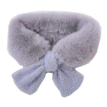 (Blue) Winter Children Scarf Baby Cute Faux Fur Collar Plush Warmth Girl Kids Knitted Neck Scarves Cross