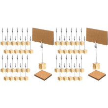 48 Pcs Rustic Wooden Table Number Holders Place Number Holder Stand with Memo Clips and Cards Wood Picture Stands