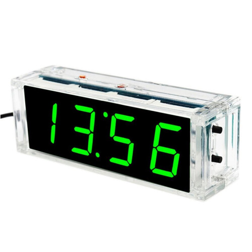 2X Digital Clock Kit Light Control 1 Inch LED Digital Tube 51 Microcontroller Electronic Clock DIY Parts with Shell 1