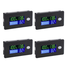 4X Battery Capacity Monitor,10-100V Battery Meter, 12V 24V 48V Percentage Voltage Fahrenheit Temperature Indicator Meter