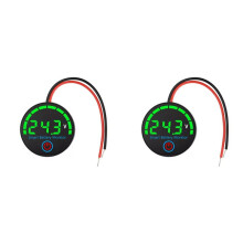 2X Digitales LED-Batteriestandsanzeige-Voltmeter 12V/24V/36V/48V Spannungs- und Ladetester für Lithiumbatterien, Grün