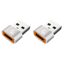 2X USB Type-C Adapter Cable - Silver, 20mm, Male to Female, Perfect for Charging and Data Transfer