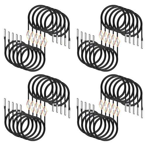 40Pcs Waterproof DS18B20 Temperature Sensor, Digital Temperature Thermal Cable Temperature (-55- +125) - 1 Meter/3.2Ft
