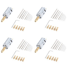 4X Elektrische Handboorset 12V-Motor 0,5-3 mm HSS-Spiraalboor met 20-Delige Spantangen Past op Boorgatzaag