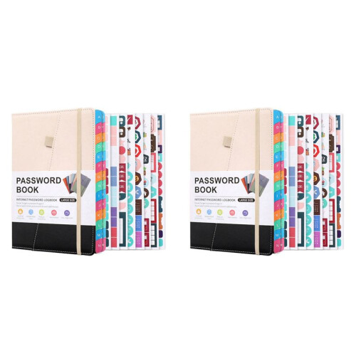 2X Password Keeper Book with Alphabetical Tabs for Seniors, Password Notebook D
