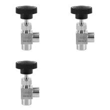 3X Needle Valve Adjustable Needle Valve 1/4 Inch Right Angle Female Thread BSP SS304 for Water Gas Oil