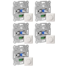5X LED Dimmer 230V for Dimmable LEDs/Halogen 5-200W with White Cover Plate
