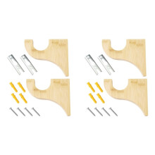4 Pack Wooden Curtain Rod Brackets, Multipurpose Curtain Rod Holders for Hanging Drapes, for Bathroom, Bedroom