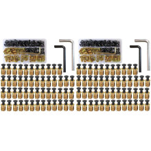 M6 X 15mm Threaded Inserts Nuts and M6 X 20mm Flat Socket Screws 200-Piece Set for Furniture Assembly