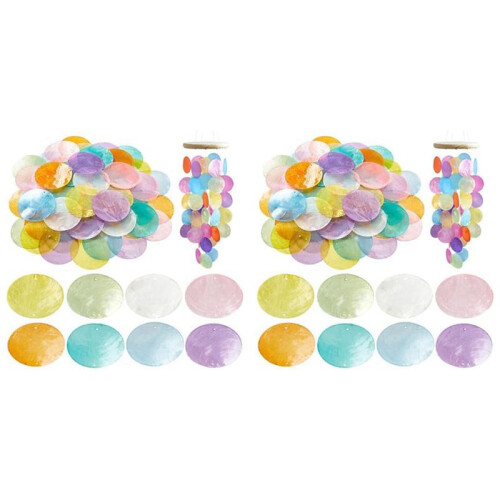 2Conjunto 2 Polegadas Rodada Fatiado Capiz Shell Disc Sea Shell Coin Bead Connector com Furos Duplos de 1,5 mm para Artesanato