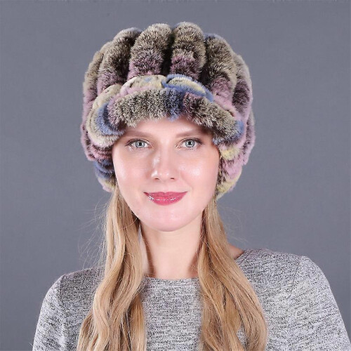 (3) EVAGO Women's Rex Rabbit Fur Knited Baseball Caps 1