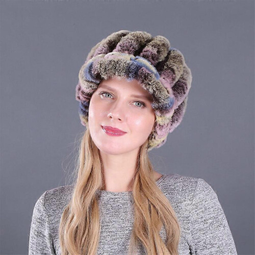 (3) EVAGO Women's Rex Rabbit Fur Knited Baseball Caps 2