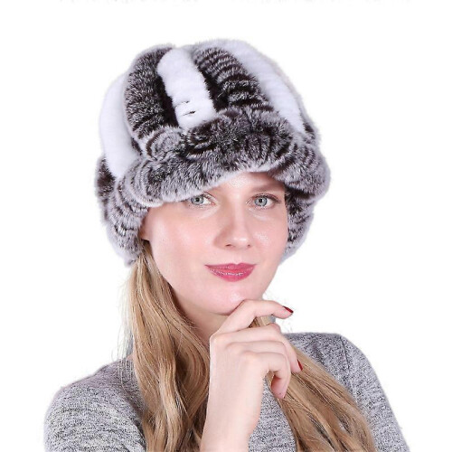 (2) EVAGO Women's Rex Rabbit Fur Knited Baseball Caps 1