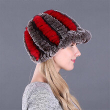 (4) EVAGO Women's Rex Rabbit Fur Knited Baseball Caps