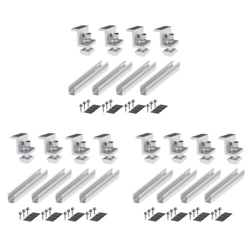 12x Solar Panel Mount Bracket Photovoltaic Panel Rail Solar Panel Mount Fastening Module with Mid 35mm