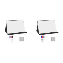 2X Portable Small White Board,Reusable Dry Erase Board with Stand,Desktop Whiteboard for Office Meeting Bussiness Black