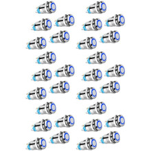 30PCS 12mm Latching Push Button High Round Cap, Waterproof Metal Push Button with 12V/24V Light