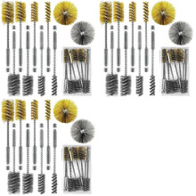 24Pc Bore Brush Set,304 Stainless Steel&Brass Drill Wire Bore Cleaning Brushes with 1/4 Inch Hex Shank