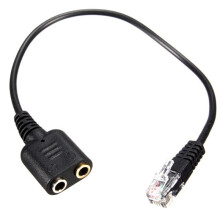 20X Headset Adapter RJ9 Plug Dual 3.5 mm Audio Socket Socket to Plug RJ9 Plug Adapter Converter Cable for Telephone