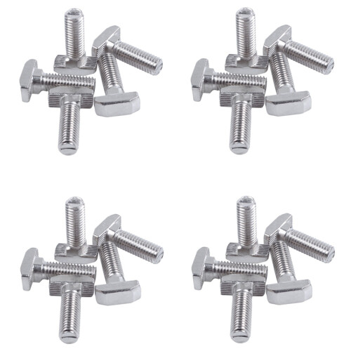 M8 Thread T-Slot Drop-in Stud Sliding Screw Bolt Silver Tone 20Pcs