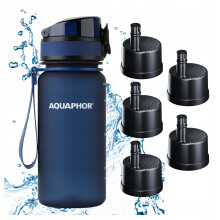 AQUAPHOR CITY Filterflaske 350 ml Marineblå + 5 Patroner