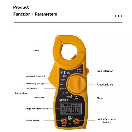 2X Digital Clamp Meter /AC Voltage Multimeter Ammeter Resistance Tester Automatic Range Multimeter MT87 2