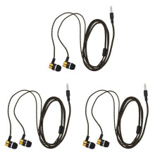 3Stück 1.1M Reflektierende Fasergewebe-Linie Geräuschisolierende Stereo-in-Ear-Ohrhörer Kopfhörer mit 3,5-mm-Klinkenbuchse Standard Golden