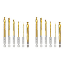 12Pcs Titanium Coated HSS Twist Drill Bits, 3-8mm Hex Shank Serrated Cutting Drill Bit Spiral Saw Drill Bit