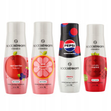 4 Sirupper Sodastream Forest Fruits + Hindbær Zero + Pepsi Max Kirsebær + Grapefrugt
