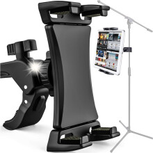 Tabletholder, telefonholder 47129, til styr, stativ, styr, træner, stationær cykel, løbebånd, nakkestøtte, stativ, Alogy sort