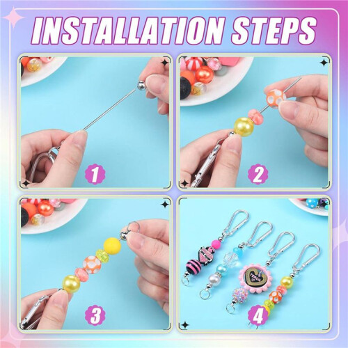 24Pcs Beadable Keychain Bars Silver Bead Keychain Bulk DIY Blank Keychain Bar for Bead Snap Hook Keychain for Making DIY 2