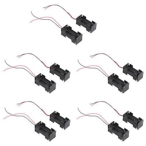 10pcs Black 2-Layers 4 X 1.5V AAA Battery Holder Case Box W Wire Leads