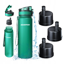 Filterflaske Vandflaske til løbende brug 0,5L Aquaphor City Bottle Grøn Vandflaske + 3 indsatser