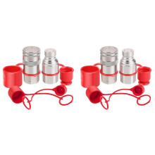 2pcs 1/2Inch NPT Skid Steer Hydraulic Couplers, Flat Face Quick Connect Fittings with 4PCS Dust Covers
