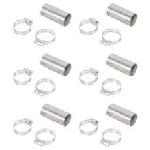 6 Set Tubo di Scarico del Riscaldatore da 24 mm Connettore del Tubo di Sfiato del Gas nel Acciaio Inossidabile con Morsetti per Riscaldatore Webasto