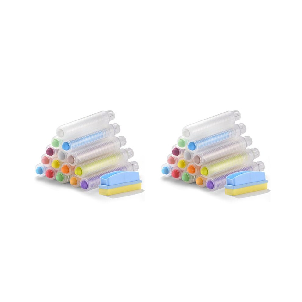 30Pcs Dustless Chalk Set With Chalkboard Eraser, Colored Chalk With Holder,Color Sidewalk Chalk For Kids, Chalk Paint 6033401279250