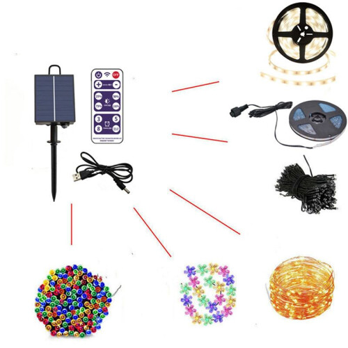 5X 1200mAh Solar Panel Control Box Kits Lithium Battery Panel for 3.7V 24V LED String Strip Lamp  Charging 1