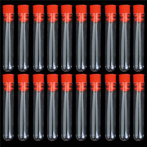 60 Pcs Non-Completed Plastic Test Tubes Lab Test Tool with Screw Cap Transparent, 12 X 60mm 2