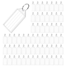300 Pieces Key Tags 2 Inch Plastic Key Chain Tags with Ruled Blank Paper Labels Transparent Covers and Item Identifiers