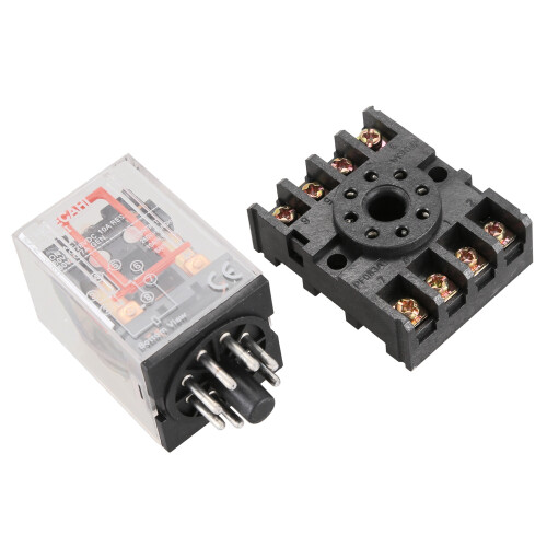 MK2P-I Clear Shell DPDT AC220V Coil Power Relay Socket Base 1