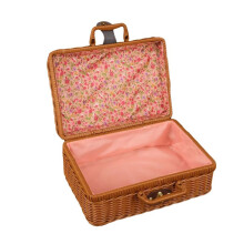 Vintage-Aufbewahrungsbox Aus Gewebtem PP-Rattan mit Deckel, Tragbarer Reisekoffer, Perfekt für Hochzeitsgeschenke und Urlaubsverpackungen