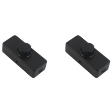 2X Inline LED-Dimmerschakelaar, Ingebouwde Draaiknop AAN/UIT en Knopbedieningsdimmer voor Dimbaar 3-100W LED/Gloeilamp Zwart