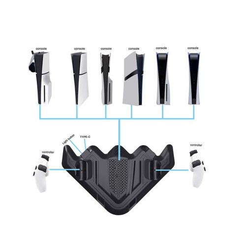 For PS5/Pro/Slim  Station Handle Vharger Stand with RGB Controller Headphone Multi-Function Stand Base A 1